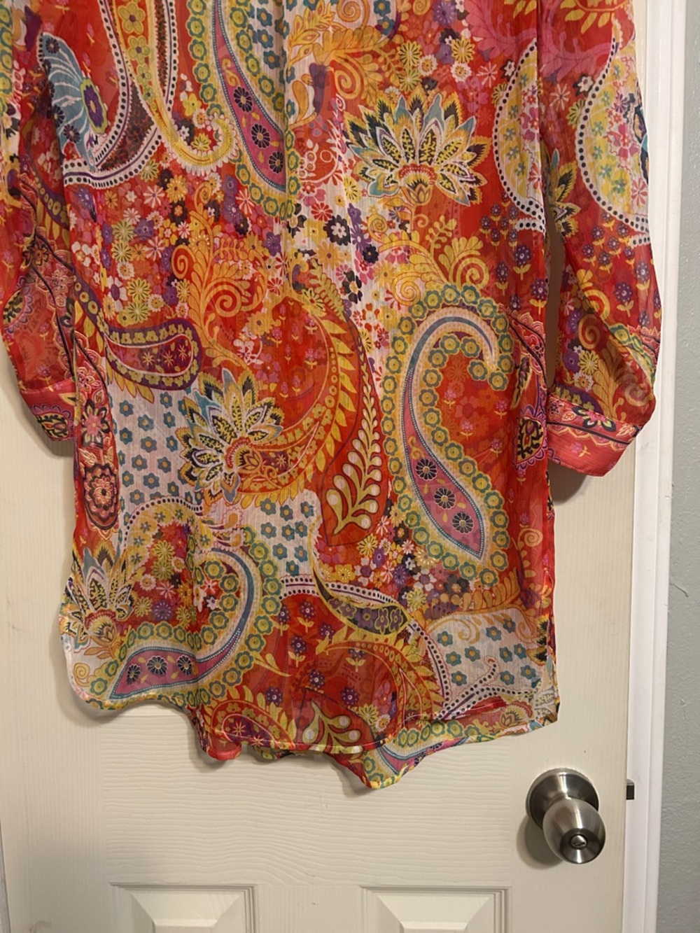 2/$15 Soft surroundings orange floral tunic - Picture 6 of 7